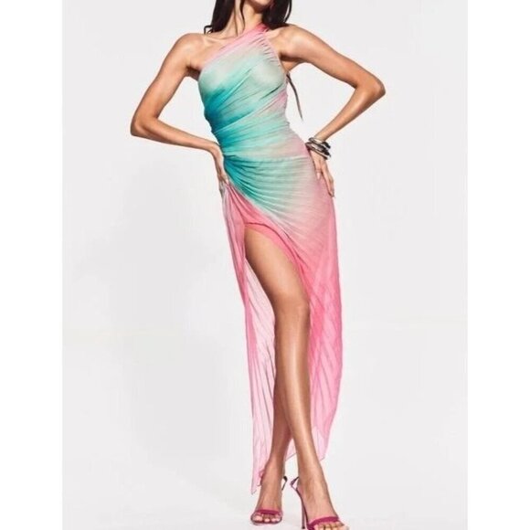 Rococo Sand Maxi Dress in Ombre Small New Womens One Shoulder Cocktail - Picture 15 of 16